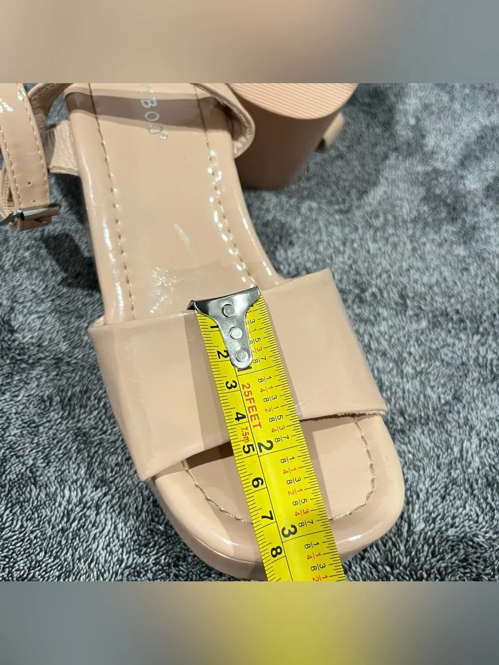 BAMBOO Nala-04 Women's Single Band Wedge Platform Sandal nude/beige size 7-7.5